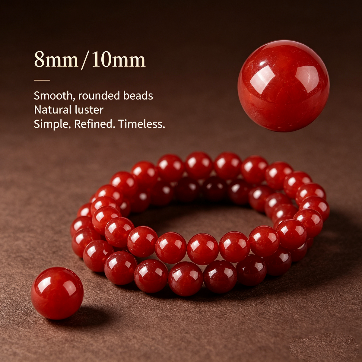 Natural Red Agate Crystal Bracelet – 8mm & 10mm