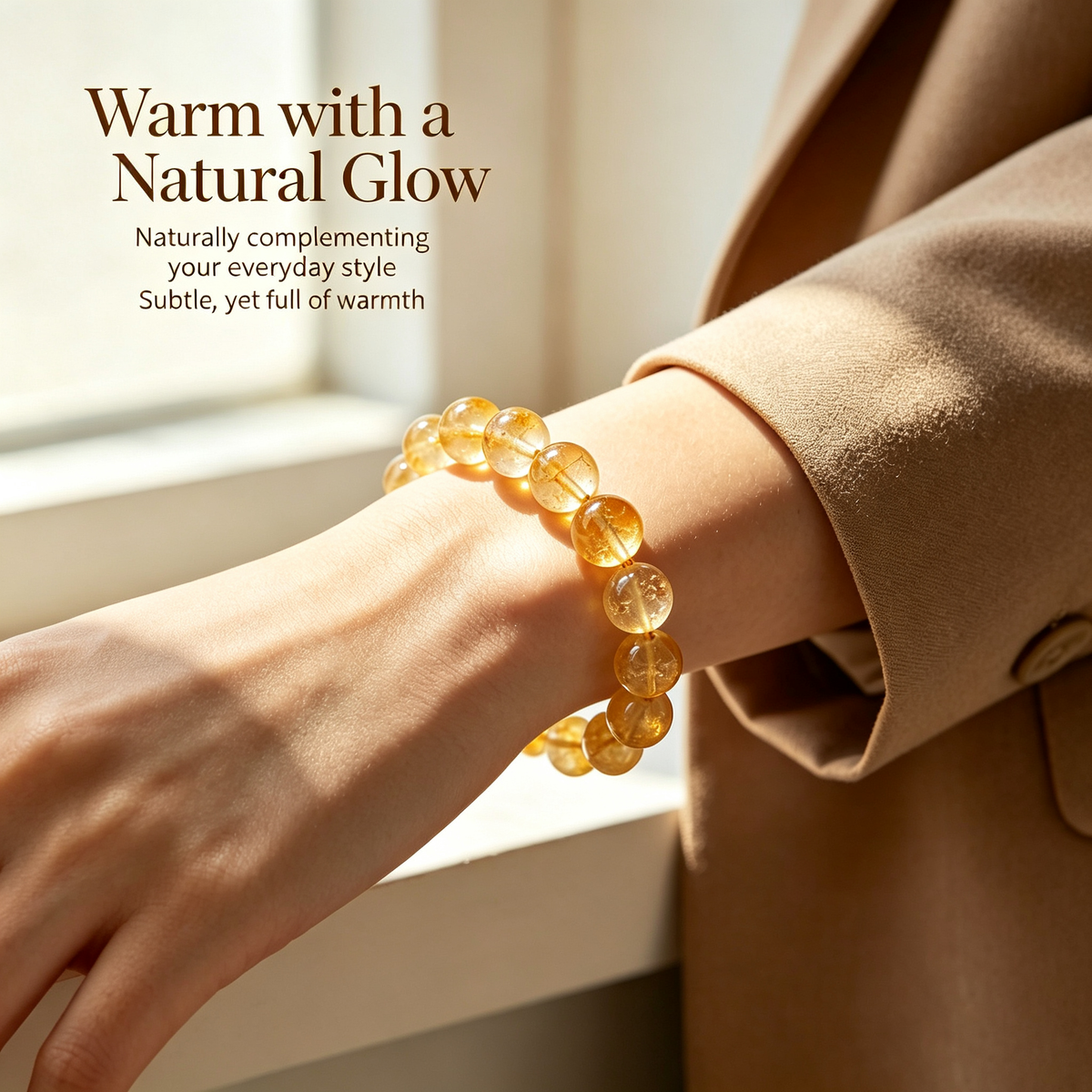 Natural Citrine Crystal Bracelet – 8mm & 10mm