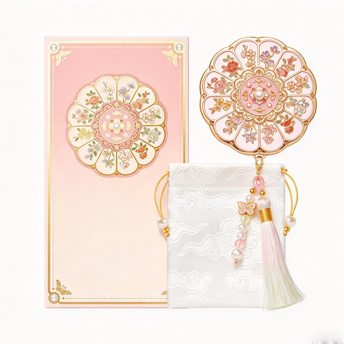 Twelve Flower Gods Watch & Folding Mirror Gift Set