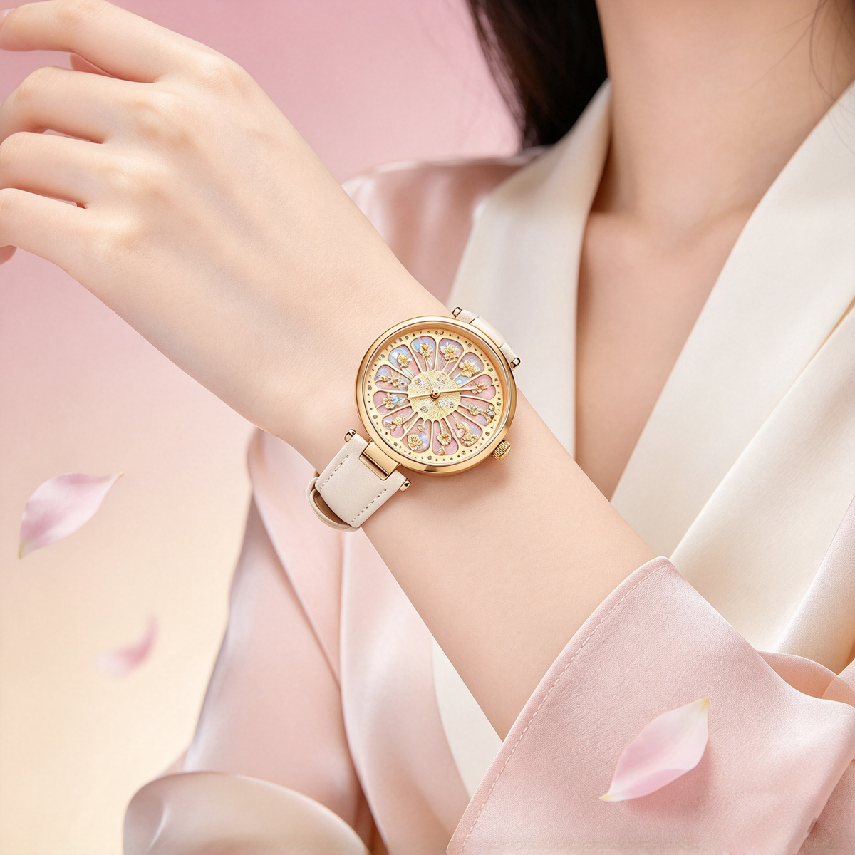 Twelve Flower Gods Watch & Folding Mirror Gift Set