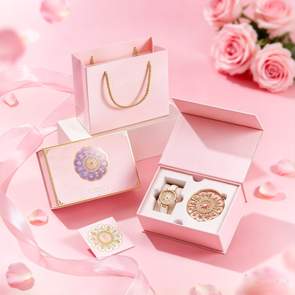 Twelve Flower Gods Watch & Folding Mirror Gift Set